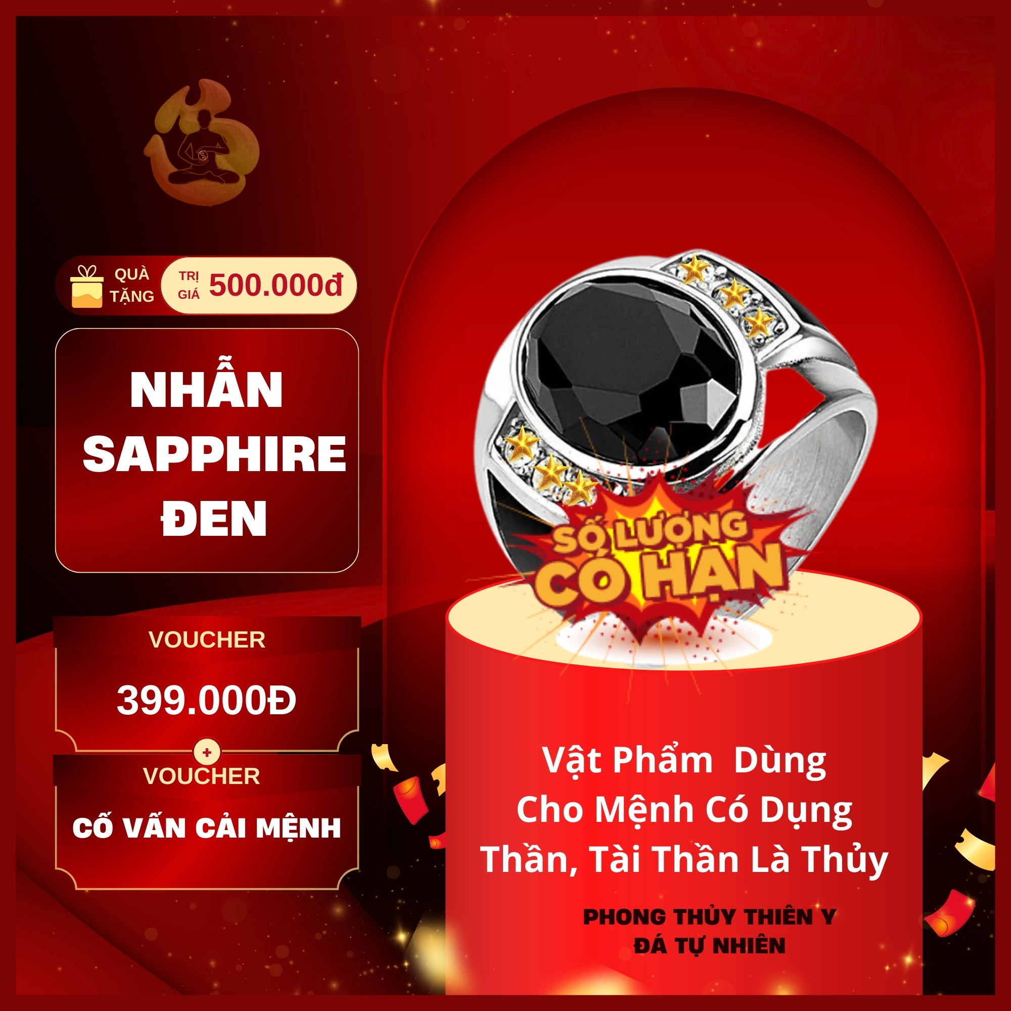 Nhẫn đá Sapphire Đen.