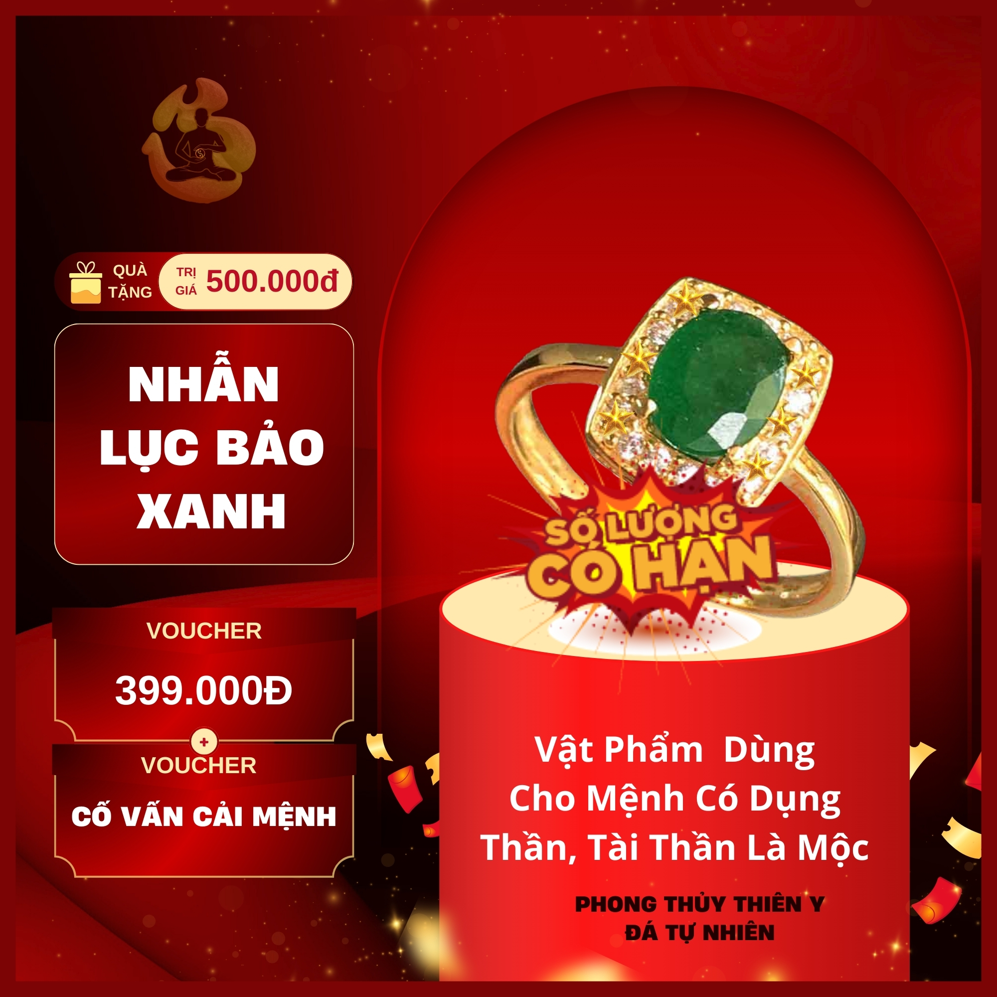 Nhẫn nữ đá Ngọc Lục Bảo