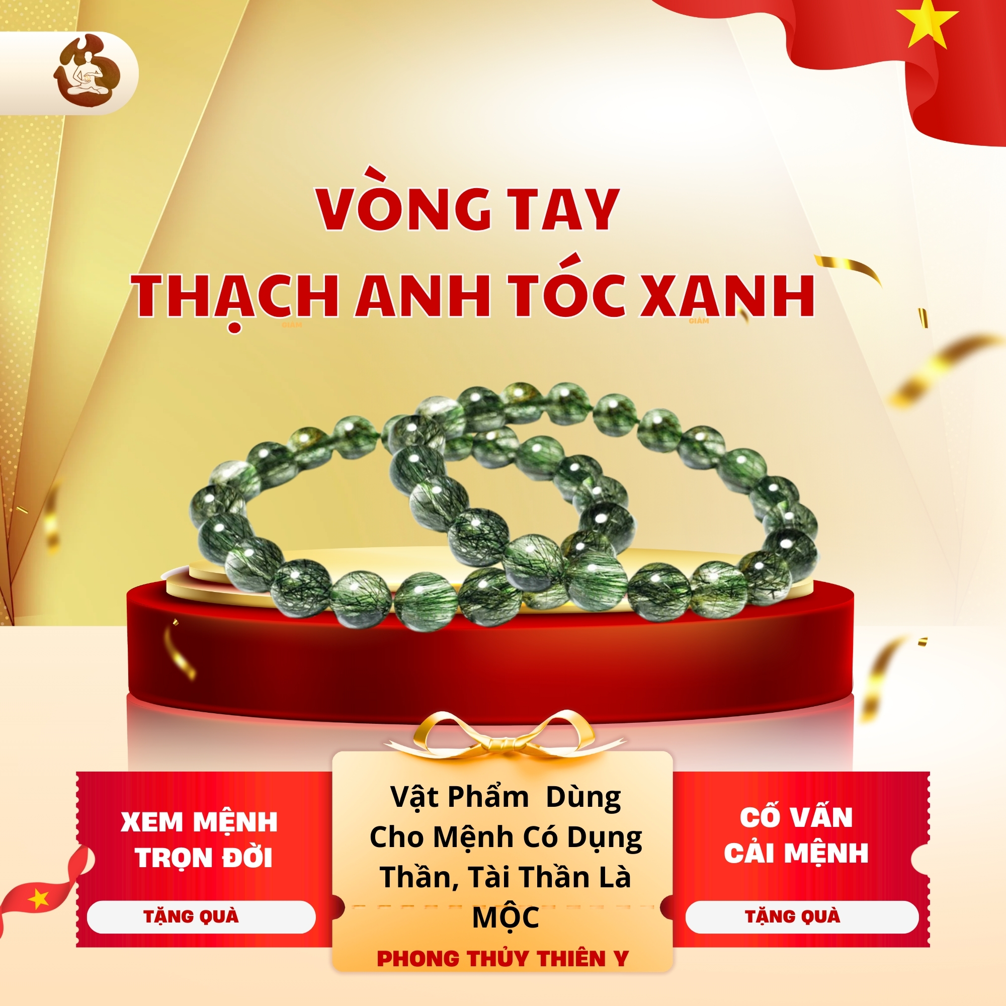 Vòng Tay Thạch Anh Tóc Xanh.